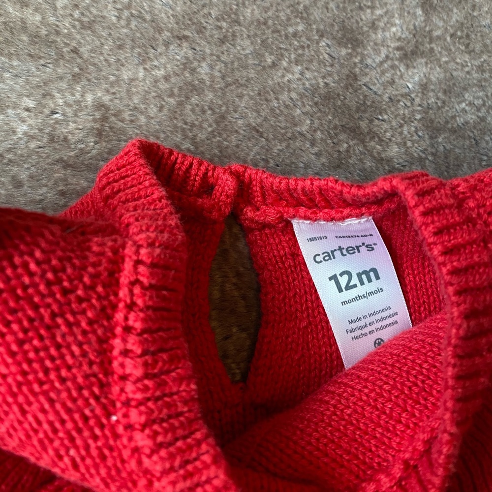 Red Ruffle Sweater Dress - Picture 4 of 6